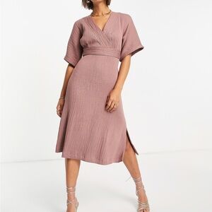 Closet London kimono sleeve wrap front midi dress winter rose Size 6 Retail $122